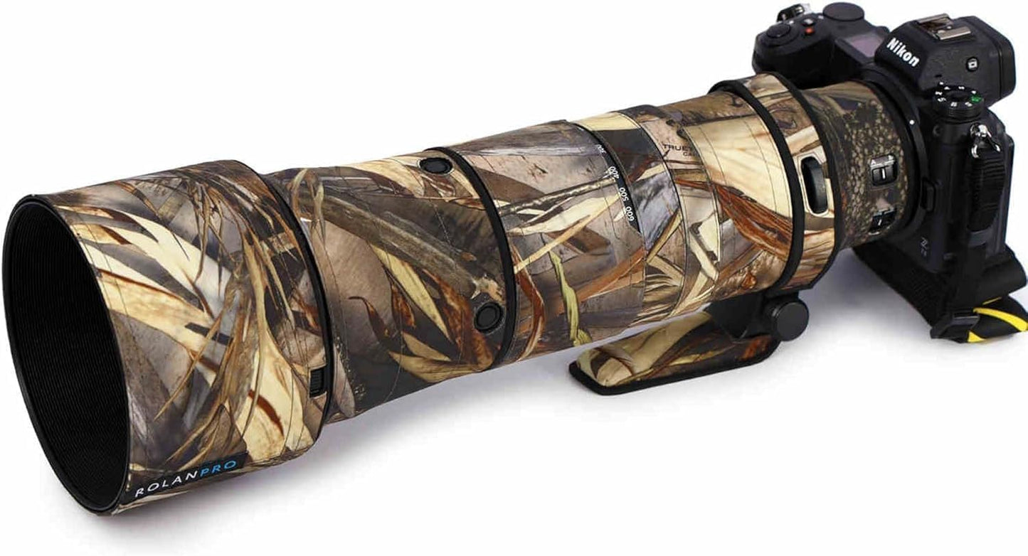 Rolanpro Waterproof Camouflage Cover for Nikon Z 180-600mm F/5.6-6.3 VR Raincover Protection Sleeve Case Clothing-#9 Grass Camo Waterproof