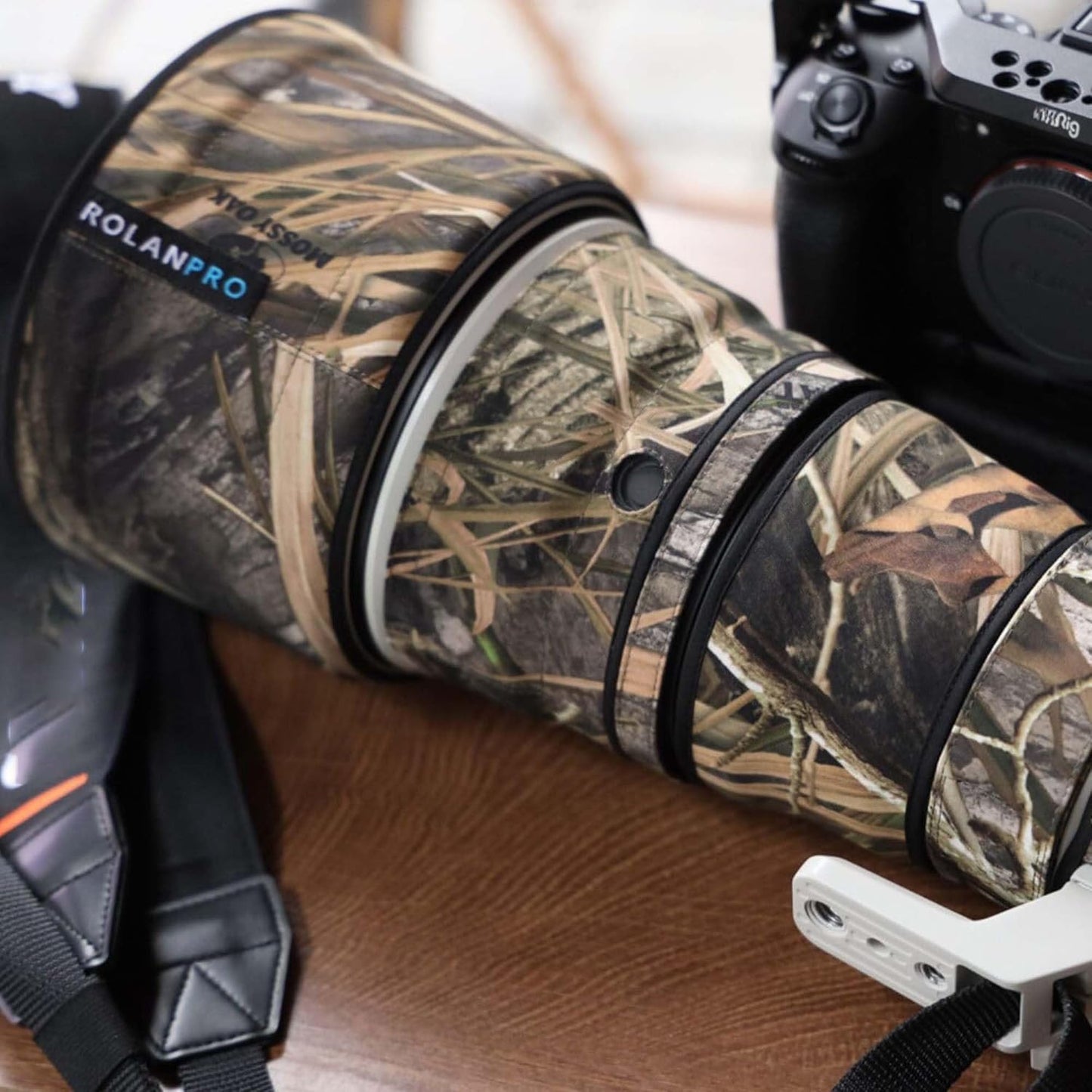 ROLANPRO Waterproof Lens Cover Camouflage Rain Cover for Sony FE 300mm F2.8 GM OSS Lens Protective Sleeve -#49 Weed Camouflage Waterproof