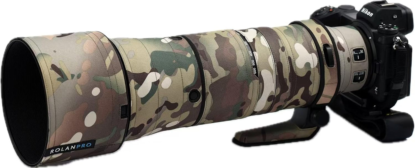 Rolanpro Waterproof Camouflage Cover for Nikon Z 180-600mm F/5.6-6.3 VR Raincover Protection Sleeve Case Clothing-#9 Grass Camo Waterproof