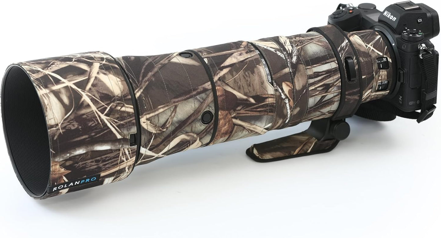 Rolanpro Waterproof Camouflage Cover for Nikon Z 180-600mm F/5.6-6.3 VR Raincover Protection Sleeve Case Clothing-#9 Grass Camo Waterproof