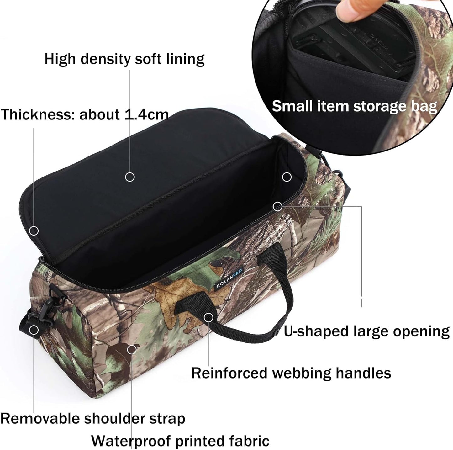 Rolanpro Telephoto Lens Camera Bag for Nikon 180-600mm/600mm F6.3, Camera Lens Pouch Case for Sony 200-600mm,for Canon 200-800 etc(Jungle)