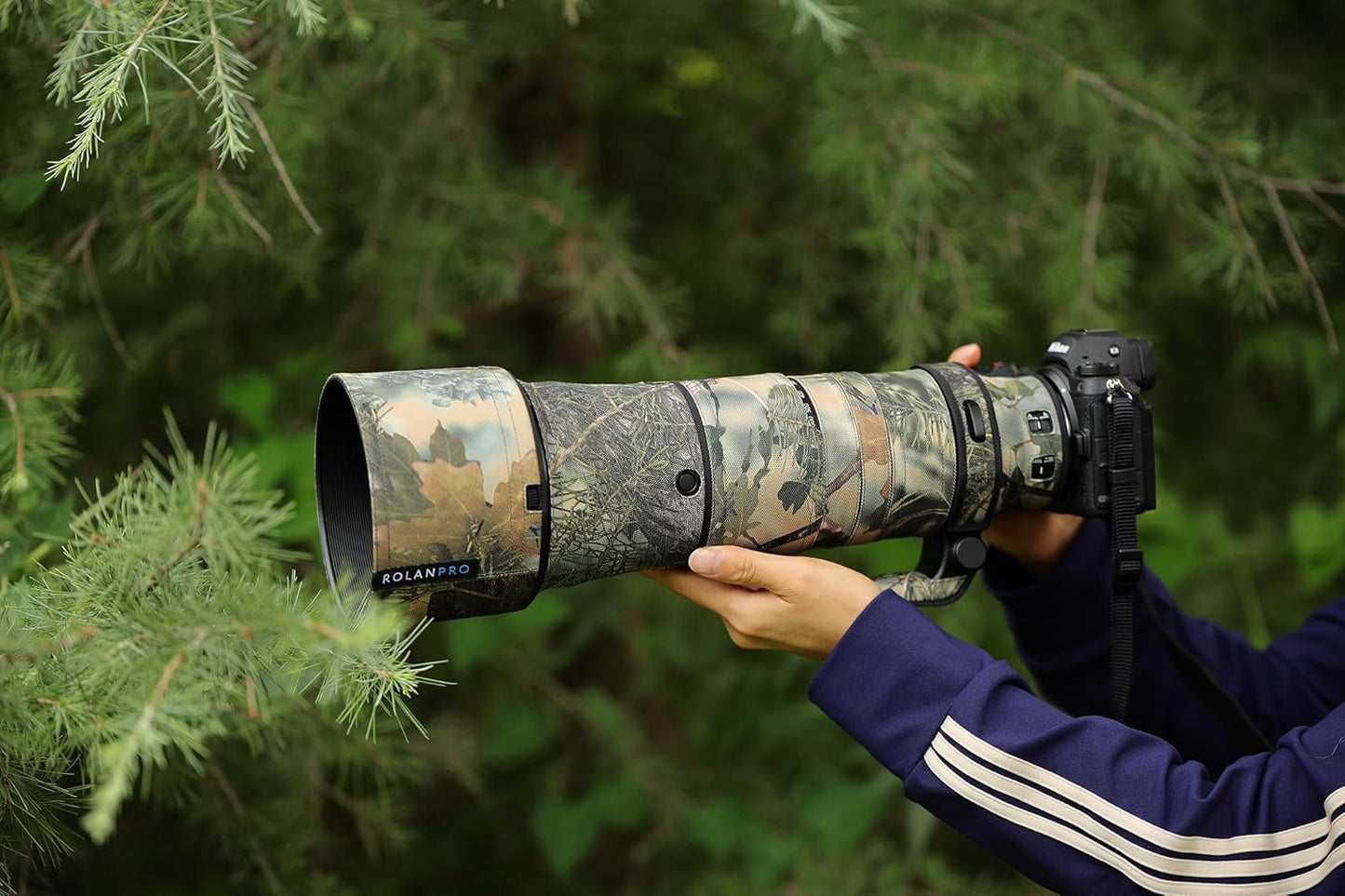 Rolanpro Waterproof Camouflage Cover for Nikon Z 180-600mm F/5.6-6.3 VR Raincover Protection Sleeve Case Clothing-#9 Grass Camo Waterproof