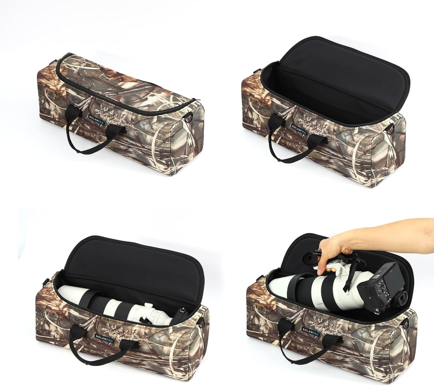 Rolanpro Telephoto Lens Camera Bag for Nikon 180-600mm/600mm F6.3, Camera Lens Pouch Case for Sony 200-600mm,for Canon 200-800 etc(Jungle)